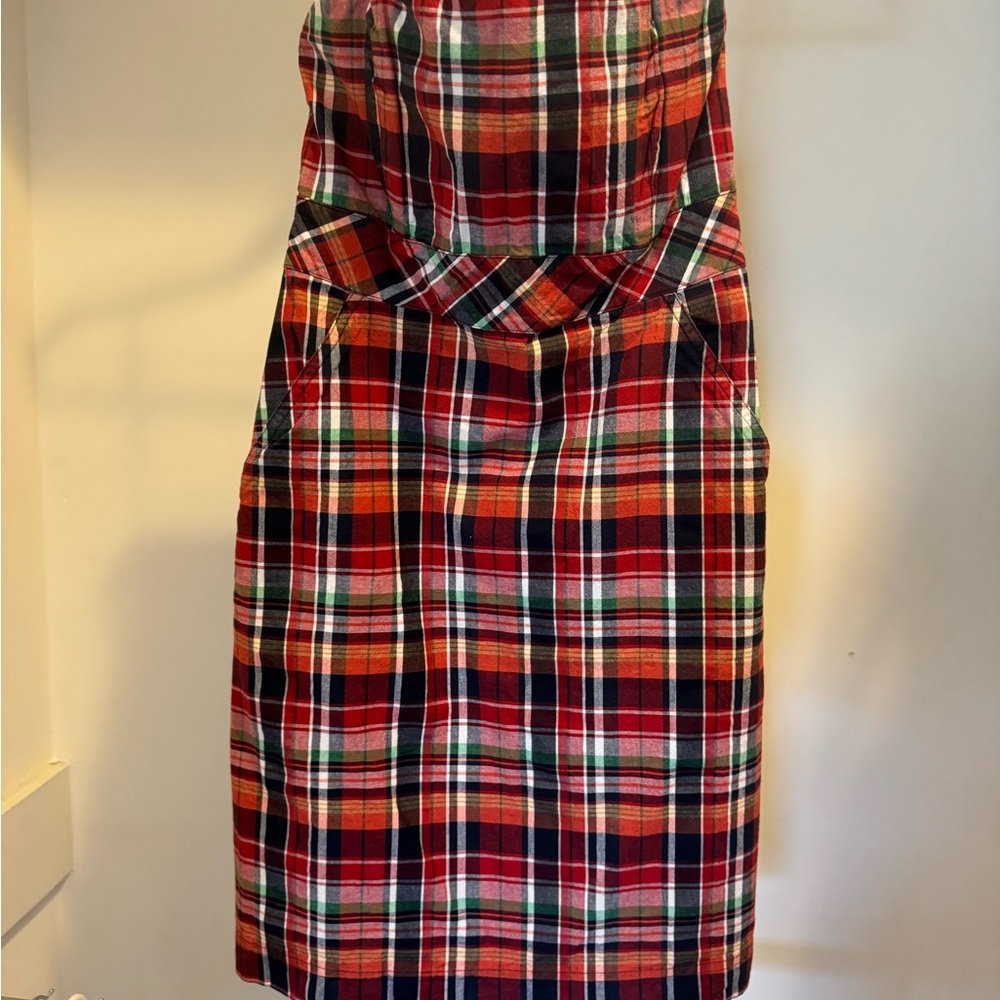 Vineyard Vines Plaid Strapless Dress